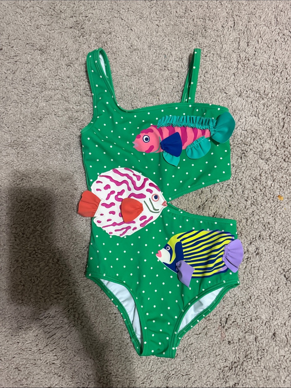 Mini Boden Green Polka Dot One-Piece Swimsuit